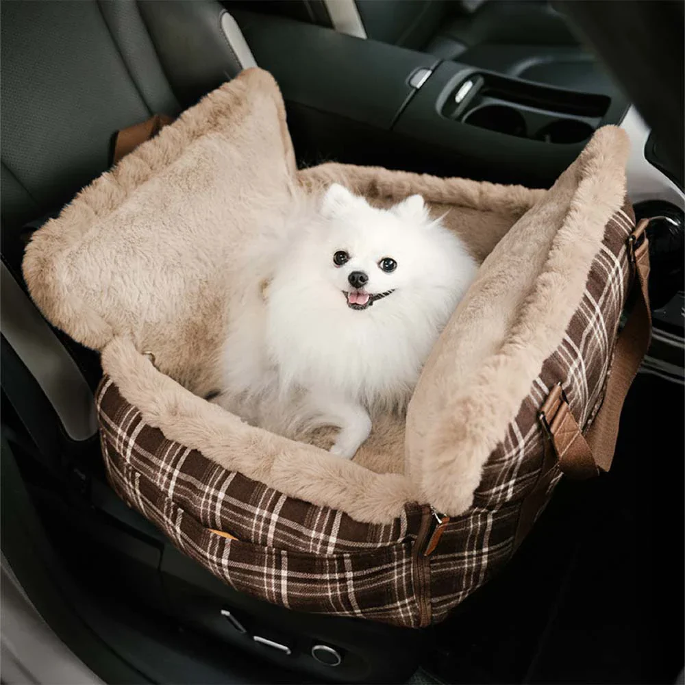 3 in 1 Fluffy Warmth Safe Dog Booster Car Seat Bed - Winter Cruiser - Image 13