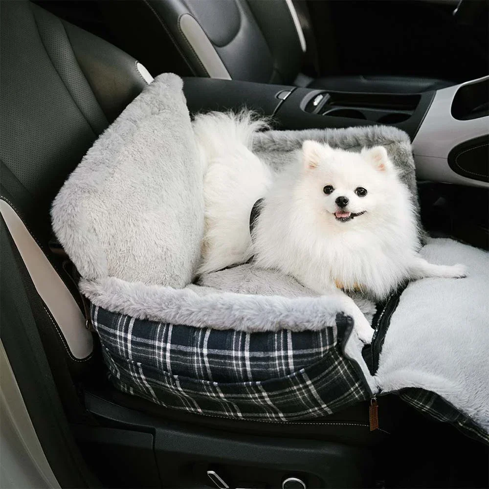 3 in 1 Fluffy Warmth Safe Dog Booster Car Seat Bed - Winter Cruiser - Image 2