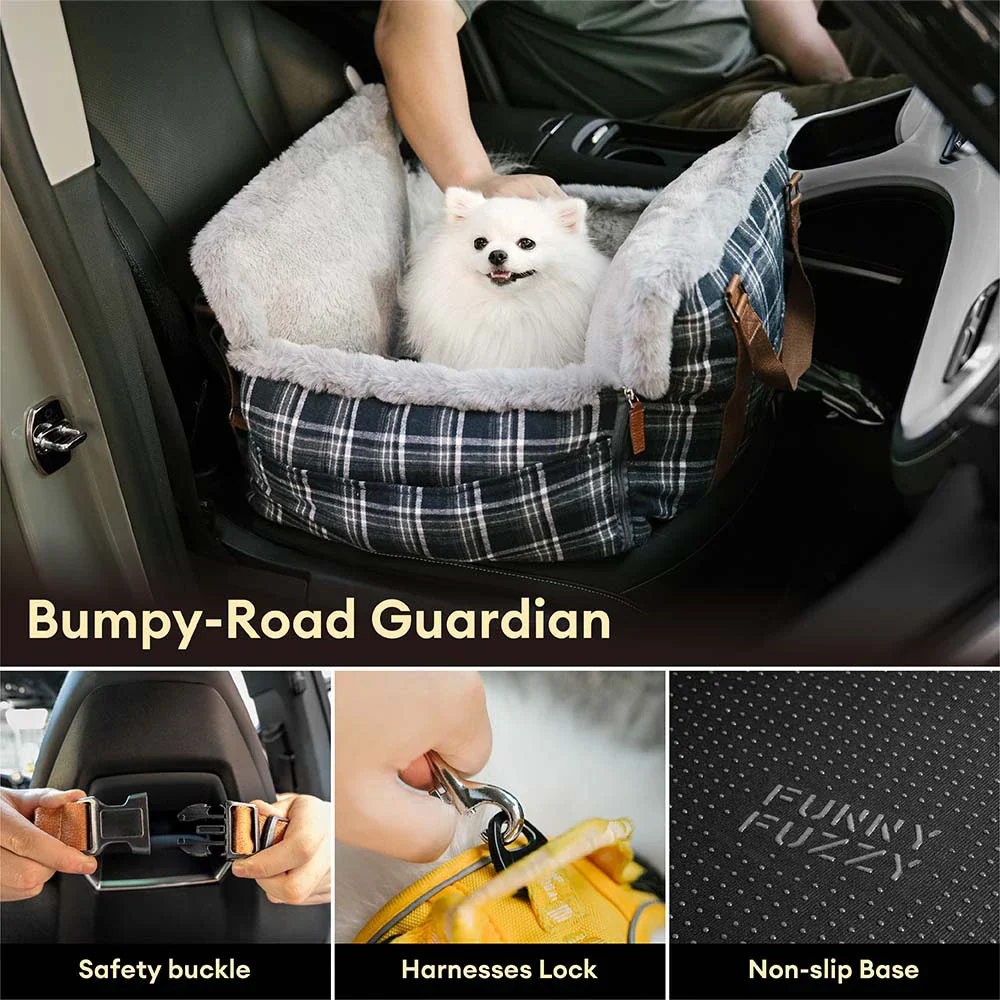 3 in 1 Fluffy Warmth Safe Dog Booster Car Seat Bed - Winter Cruiser - Image 3