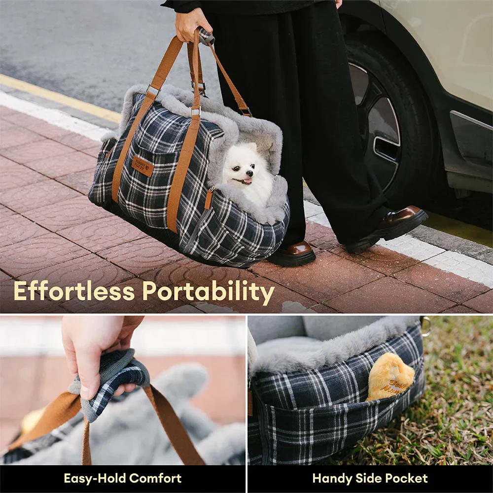 3 in 1 Fluffy Warmth Safe Dog Booster Car Seat Bed - Winter Cruiser - Image 5