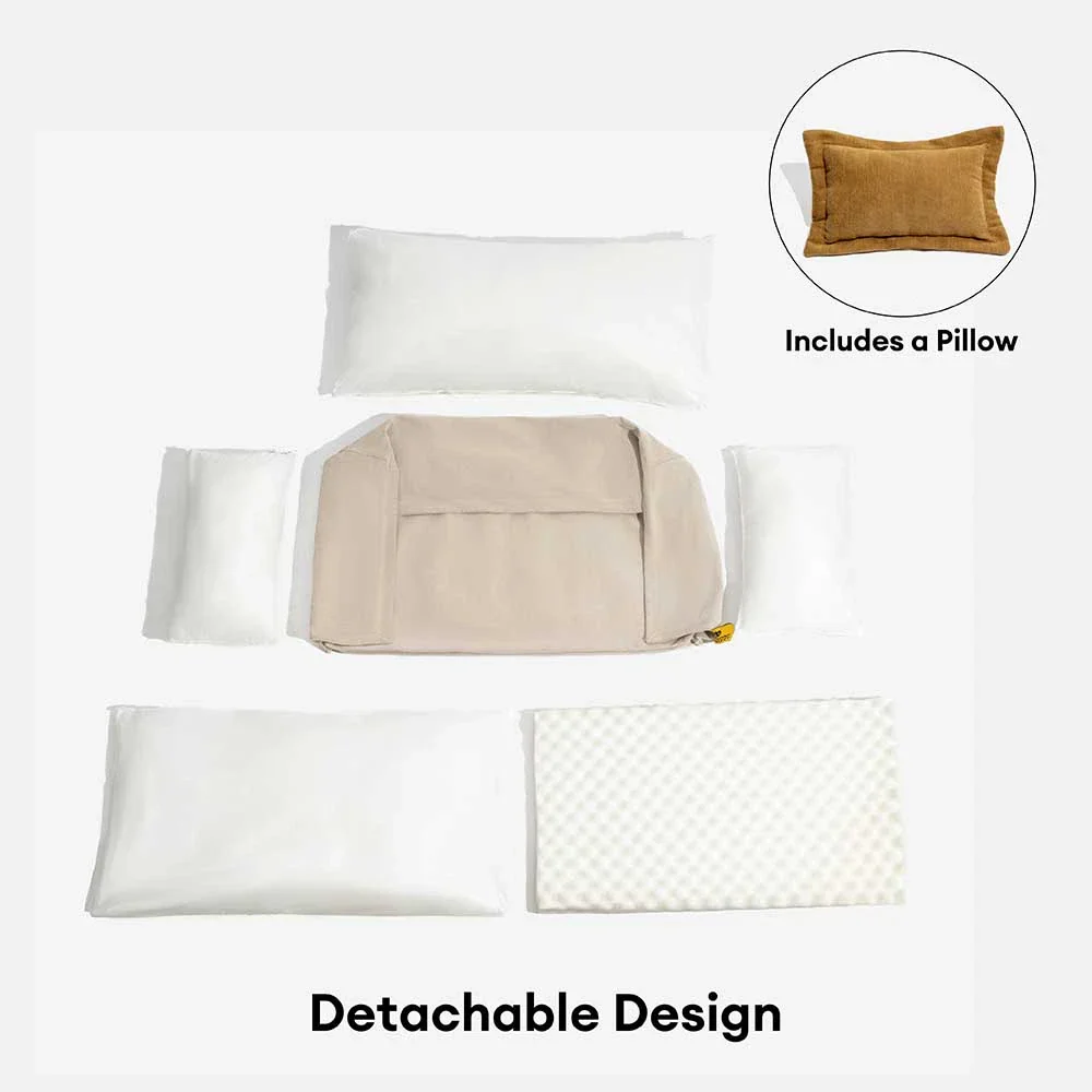 All-Season Chenille Dual-layer Removable Sponge Orthopedic Dog Bed With Pillow - Image 7