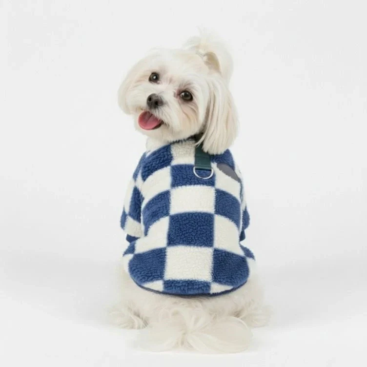 Checkered Fleece Dog Jacket – Bold Style and Warmth for Winter Walks - Image 5
