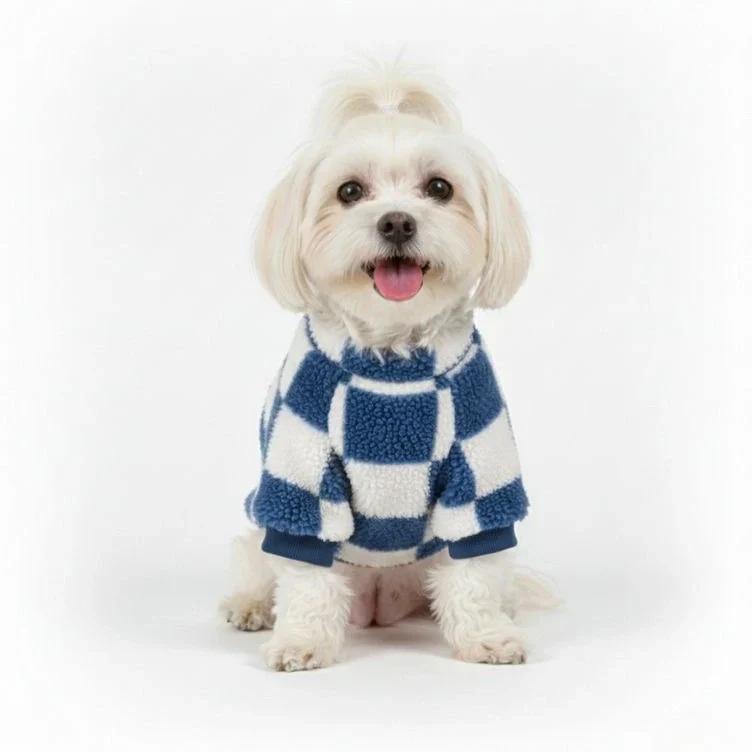 Checkered Fleece Dog Jacket – Bold Style and Warmth for Winter Walks - Image 6