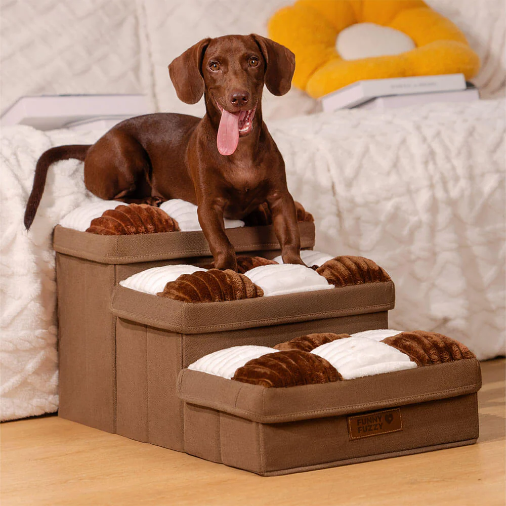 Chessboard Plaid Handcrafted Dog Stairs with Storage - Multifunctional and Foldable - Image 5