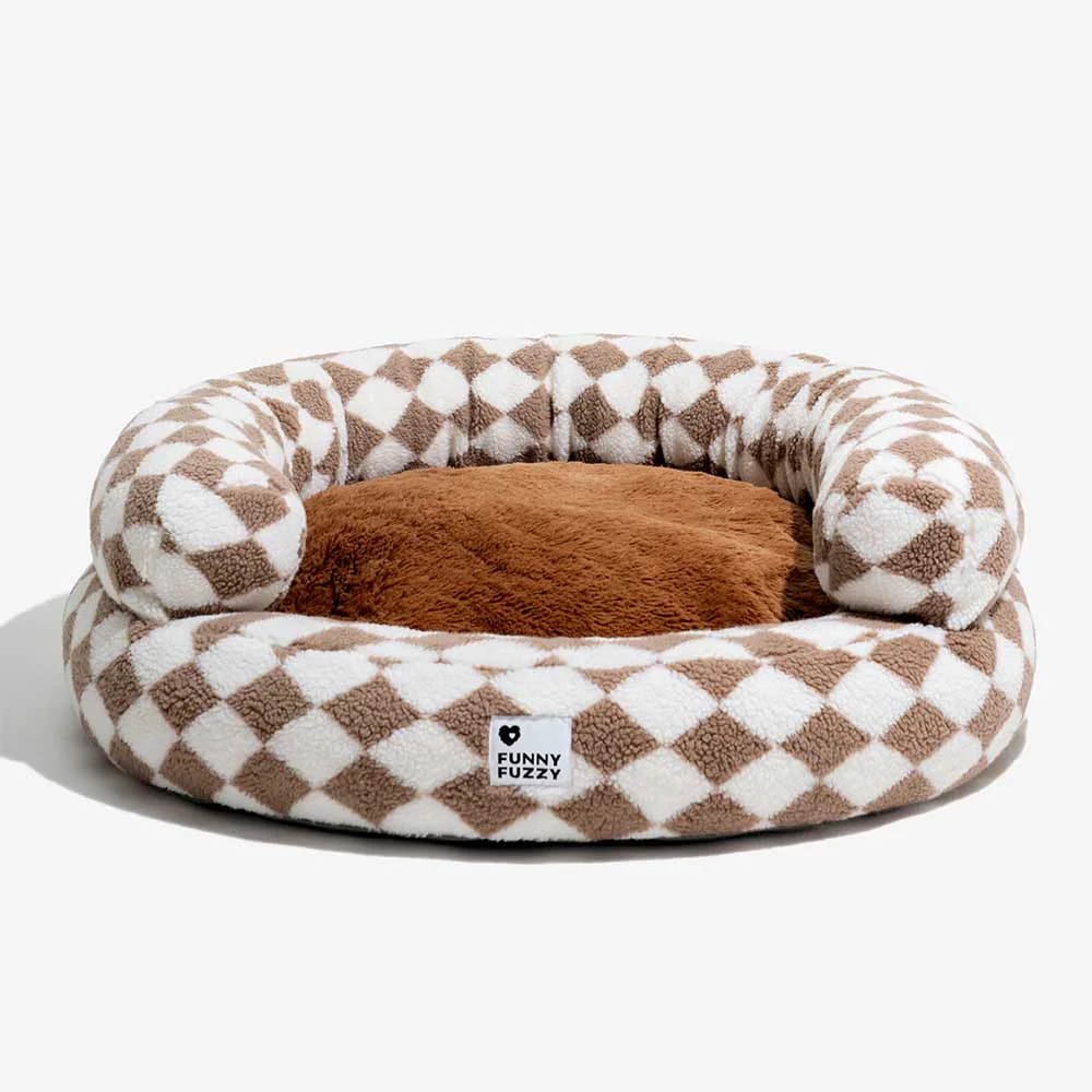 Classic Argyle Washable Bolster Donut Cat Bed - Cosy Haven - Image 10