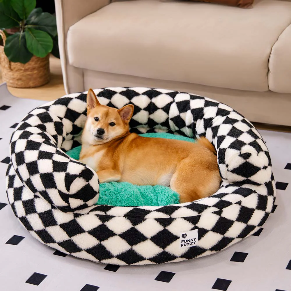 Classic Argyle Washable Bolster Donut Dog Bed - Cosy Haven - Image 13