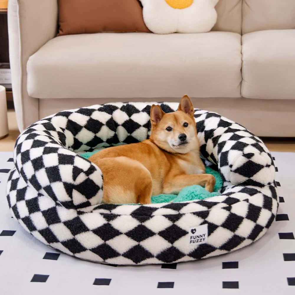 Classic Argyle Washable Bolster Donut Dog Bed - Cosy Haven - Image 16