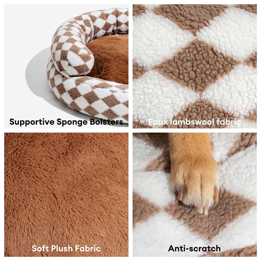 Classic Argyle Washable Bolster Donut Dog Bed - Cosy Haven - Image 5