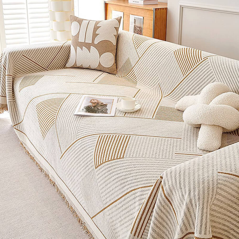 Classic Geometric Pattern Chenille Throw Couch Cover - Image 10
