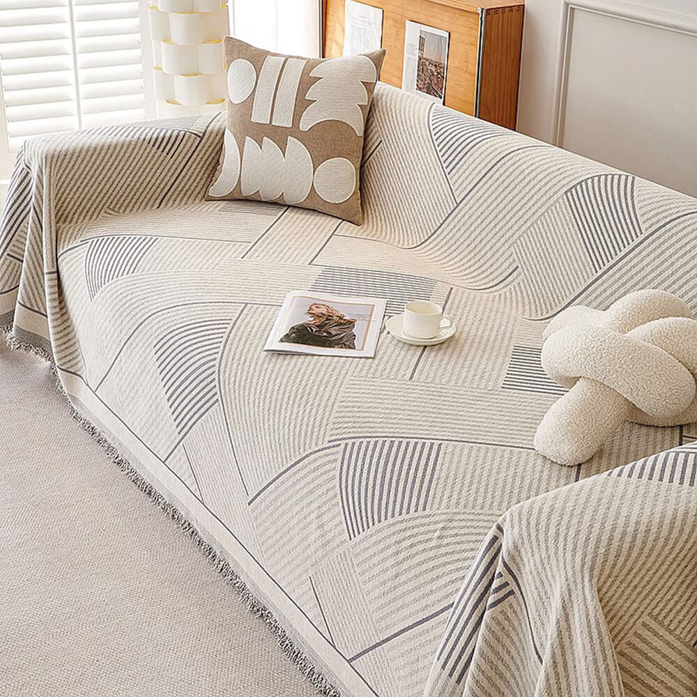 Classic Geometric Pattern Chenille Throw Couch Cover - Image 11