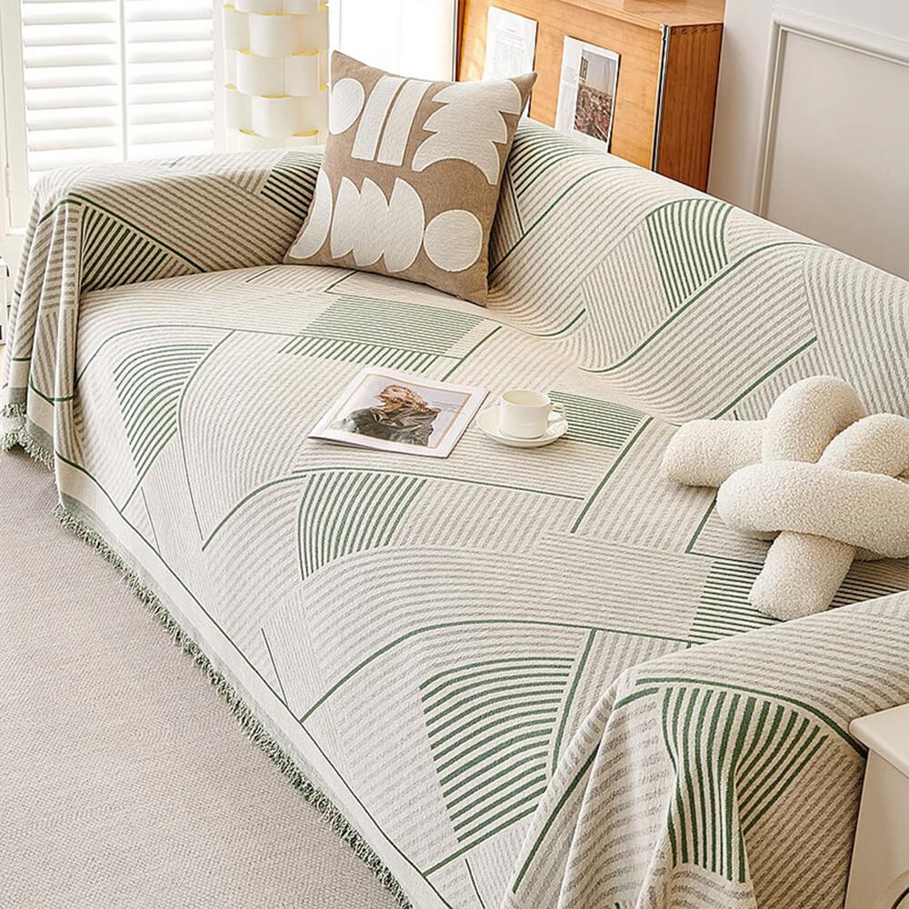 Classic Geometric Pattern Chenille Throw Couch Cover - Image 13