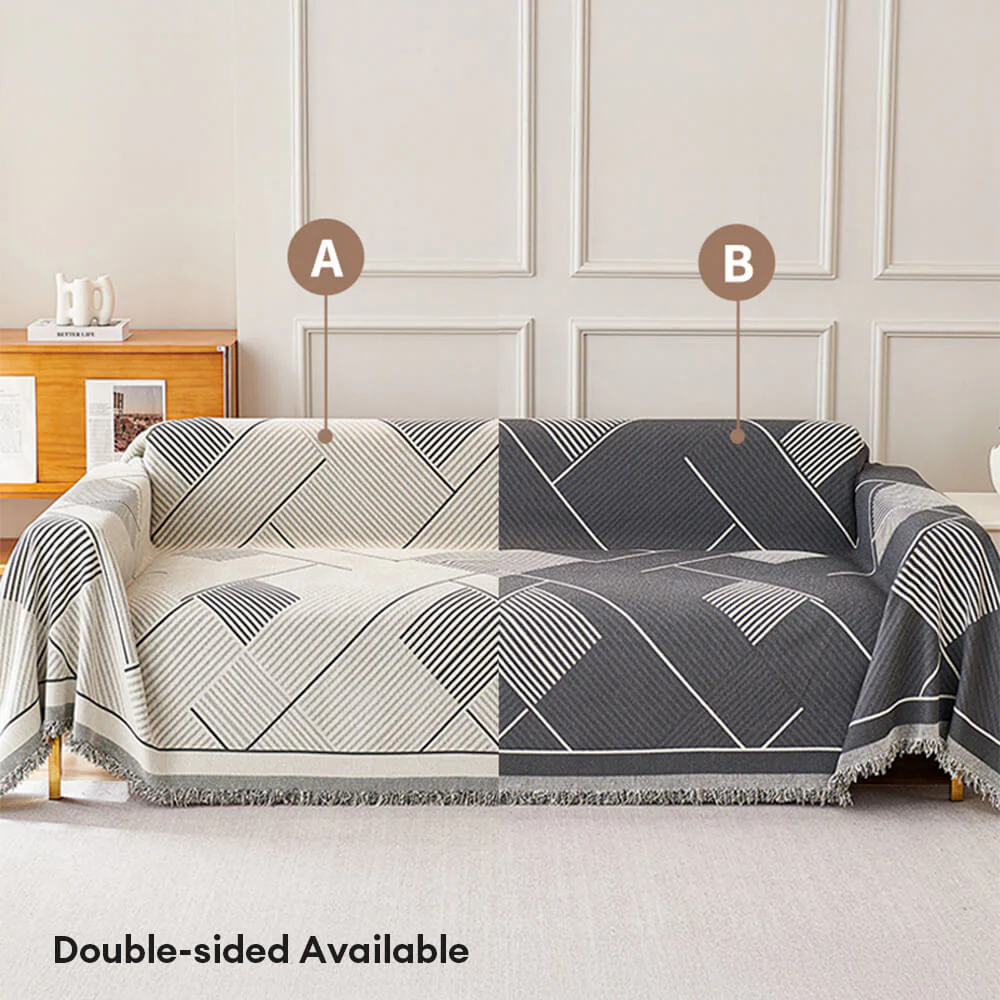 Classic Geometric Pattern Chenille Throw Couch Cover - Image 2