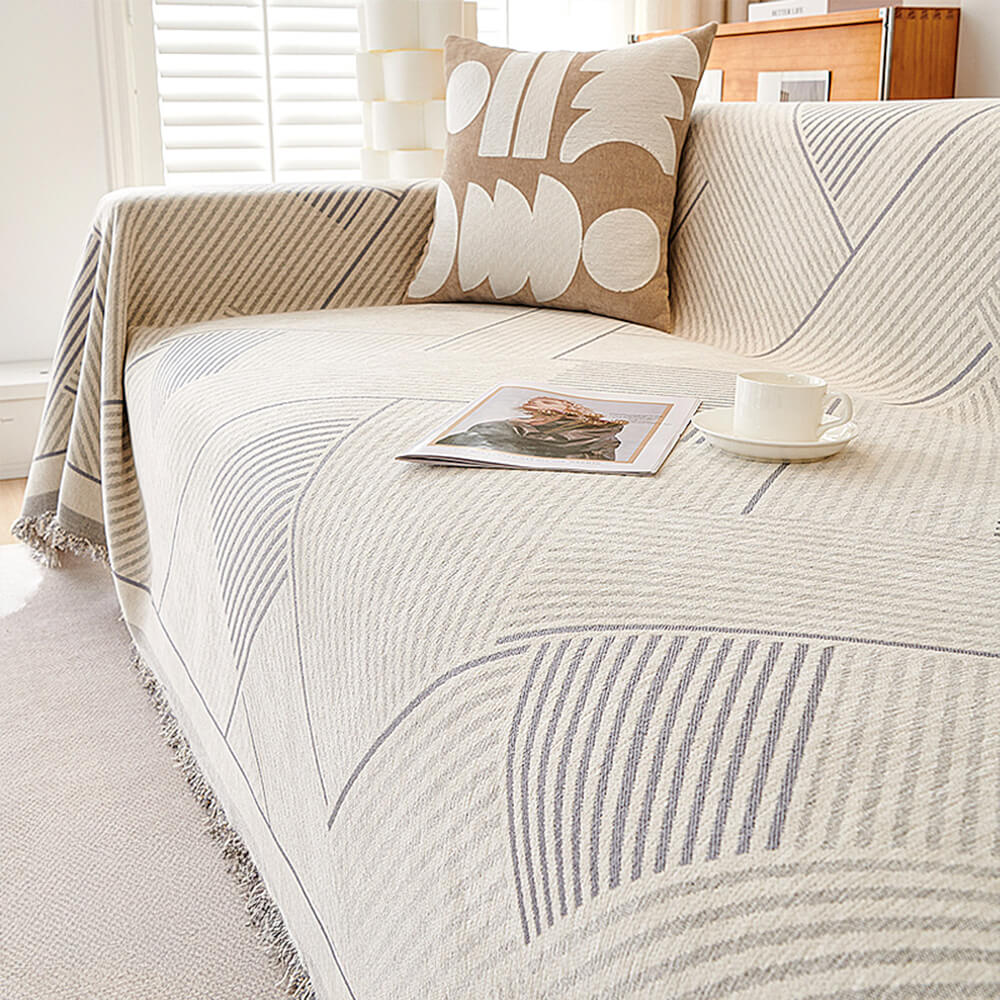 Classic Geometric Pattern Chenille Throw Couch Cover - Image 7