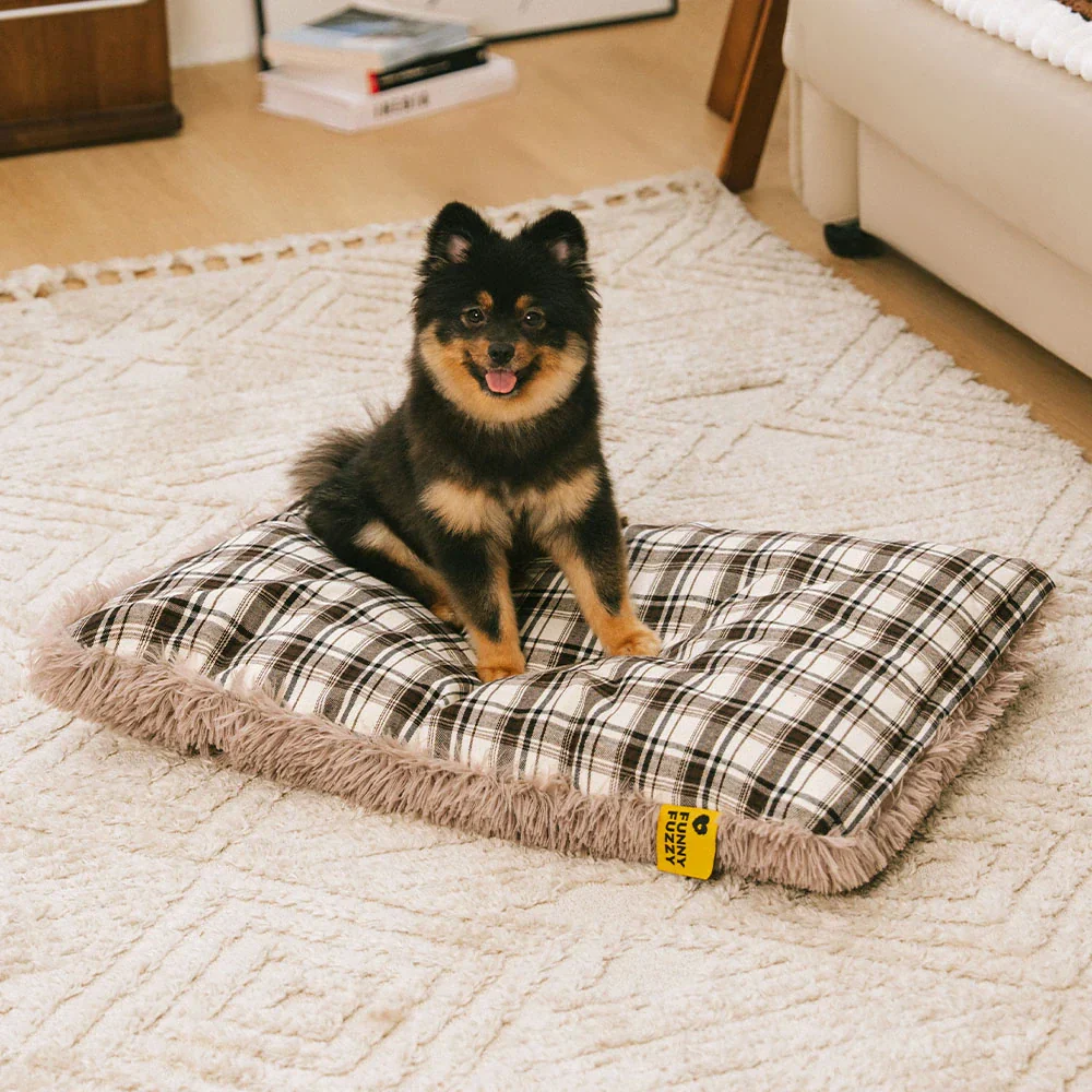 Classical Plaid Dual-Sided Removable Plush Calming Dog Mat - Image 13