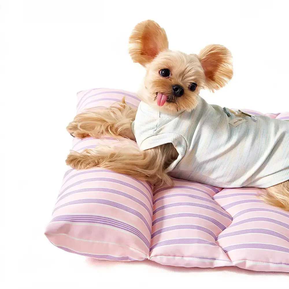 Color-Blocked Striped Breathable Double-Sided Soft Pet Mat - Image 4