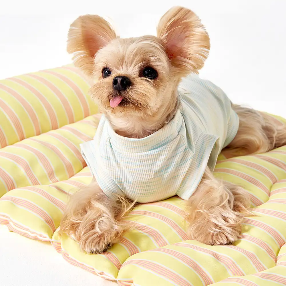 Color-Blocked Striped Breathable Double-Sided Soft Pet Mat - Image 5