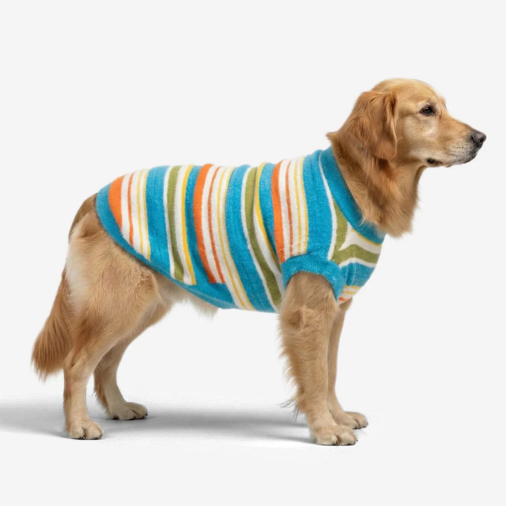 Color Blocked Striped Dog Jumper-Suitable For Large Dogs