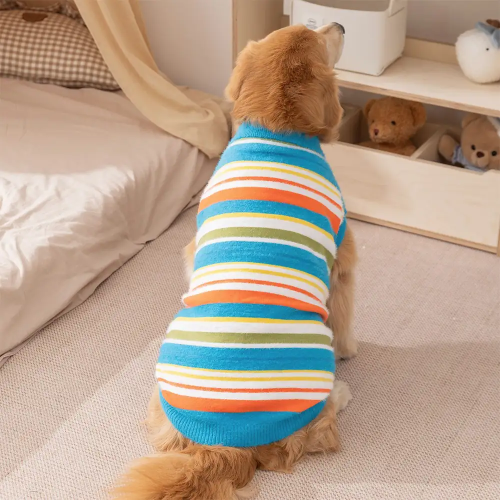 Color Blocked Striped Dog Jumper-Suitable For Large Dogs - Image 11