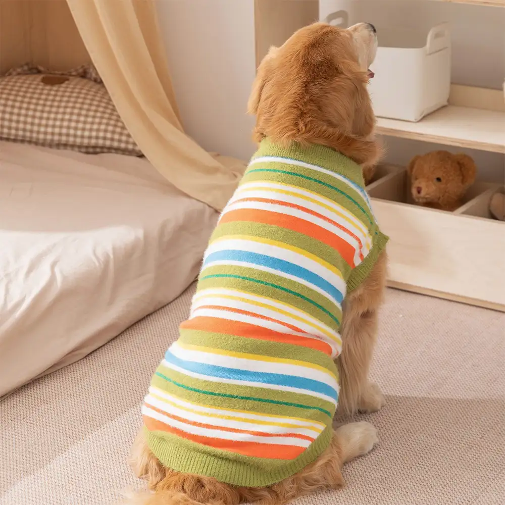 Color Blocked Striped Dog Jumper-Suitable For Large Dogs - Image 12