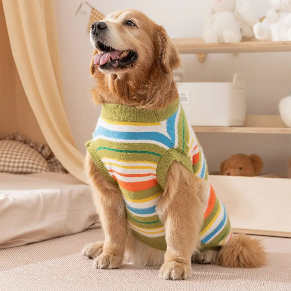 Color Blocked Striped Dog Jumper-Suitable For Large Dogs - Image 2