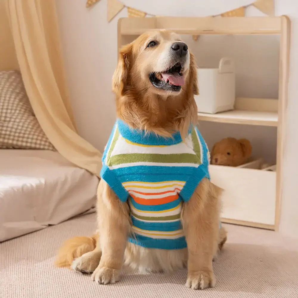Color Blocked Striped Dog Jumper-Suitable For Large Dogs - Image 4