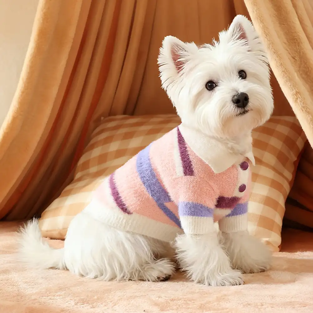 Color-Blocked Striped Faux Mink Fur Warm Dachshund Dog Jumper Suitable For Puppies - Image 10