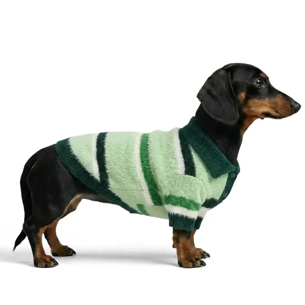Color-Blocked Striped Faux Mink Fur Warm Dachshund Dog Jumper Suitable For Puppies - Image 2