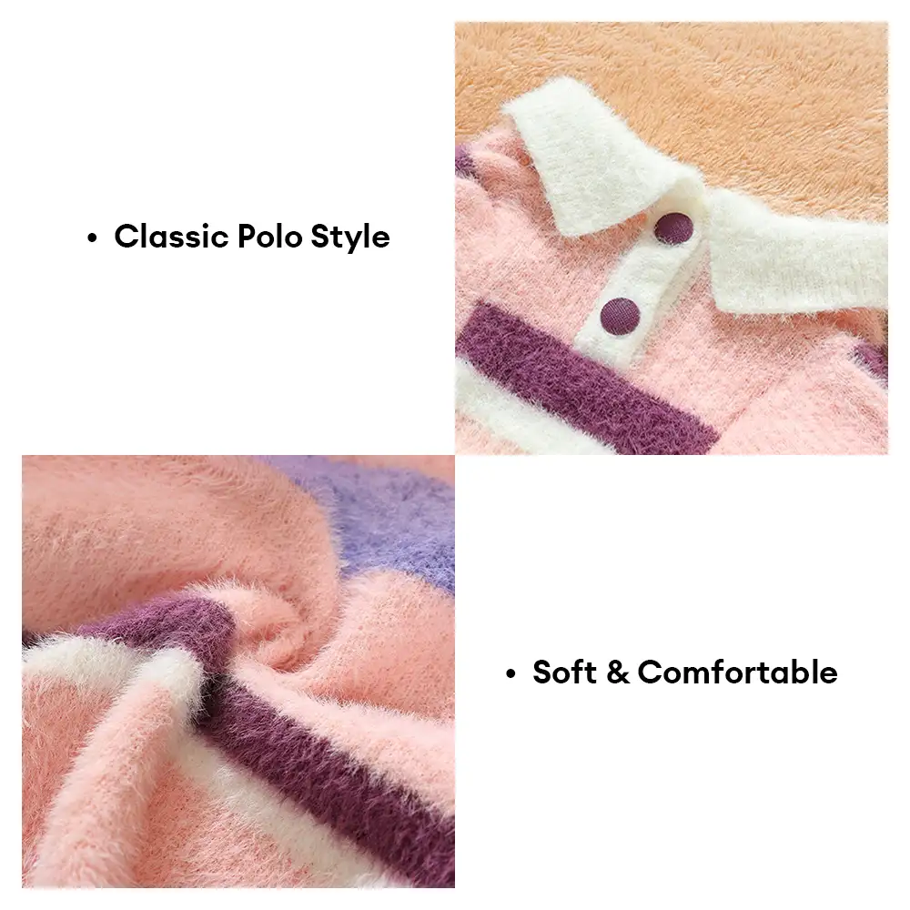 Color-Blocked Striped Faux Mink Fur Warm Dachshund Dog Jumper Suitable For Puppies - Image 7