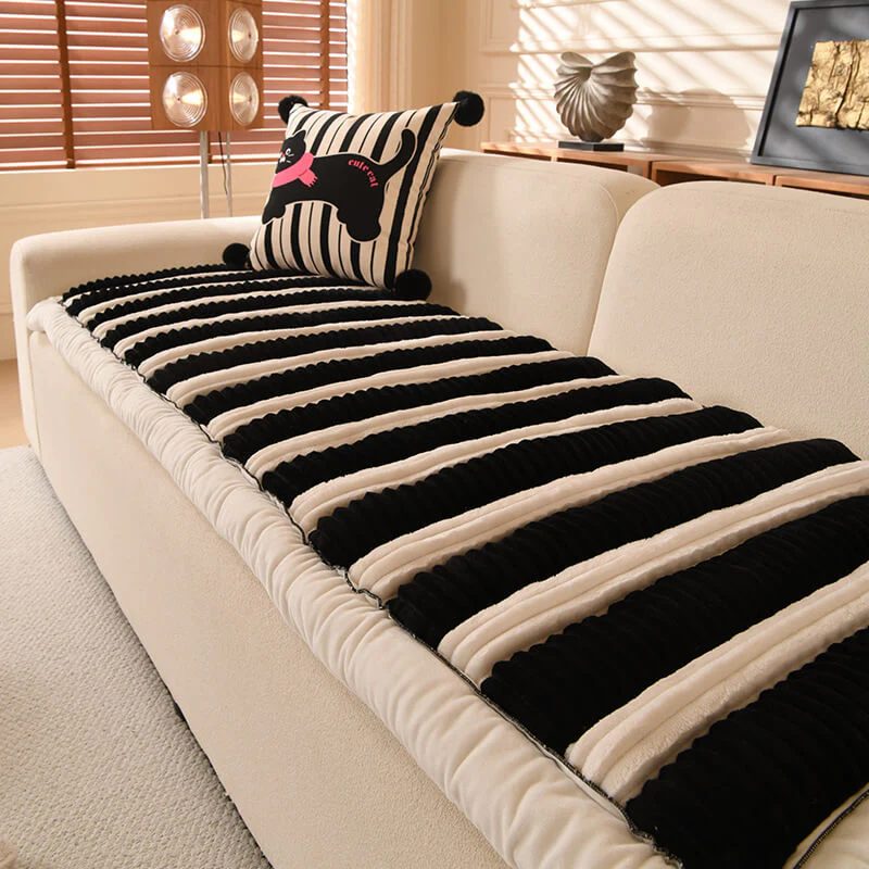 Comfort Plush Thickened Striped Non-Slip Couch Cover - Image 7