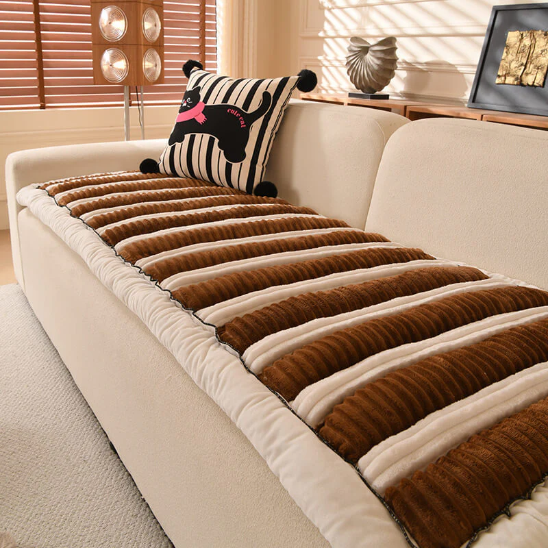 Comfort Plush Thickened Striped Non-Slip Couch Cover - Image 9