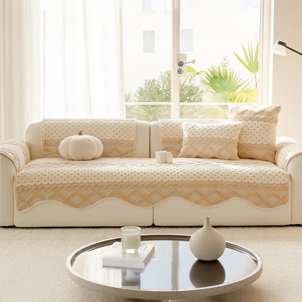 Cookie Comfortable Plush Skin-Friendly Non-Slip Couch Cover - Image 14