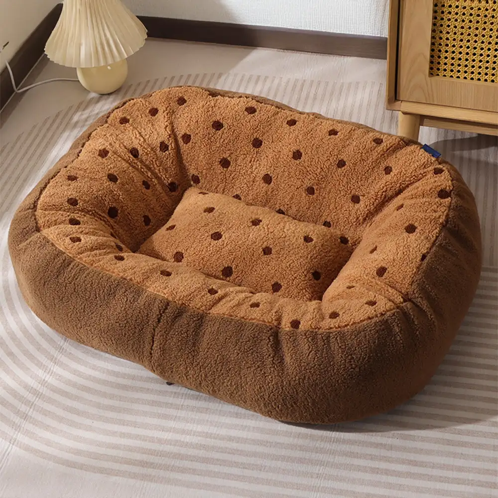 Cookie Plush Winter Warm Cozy Deep Sleep Dog Bed - Image 4