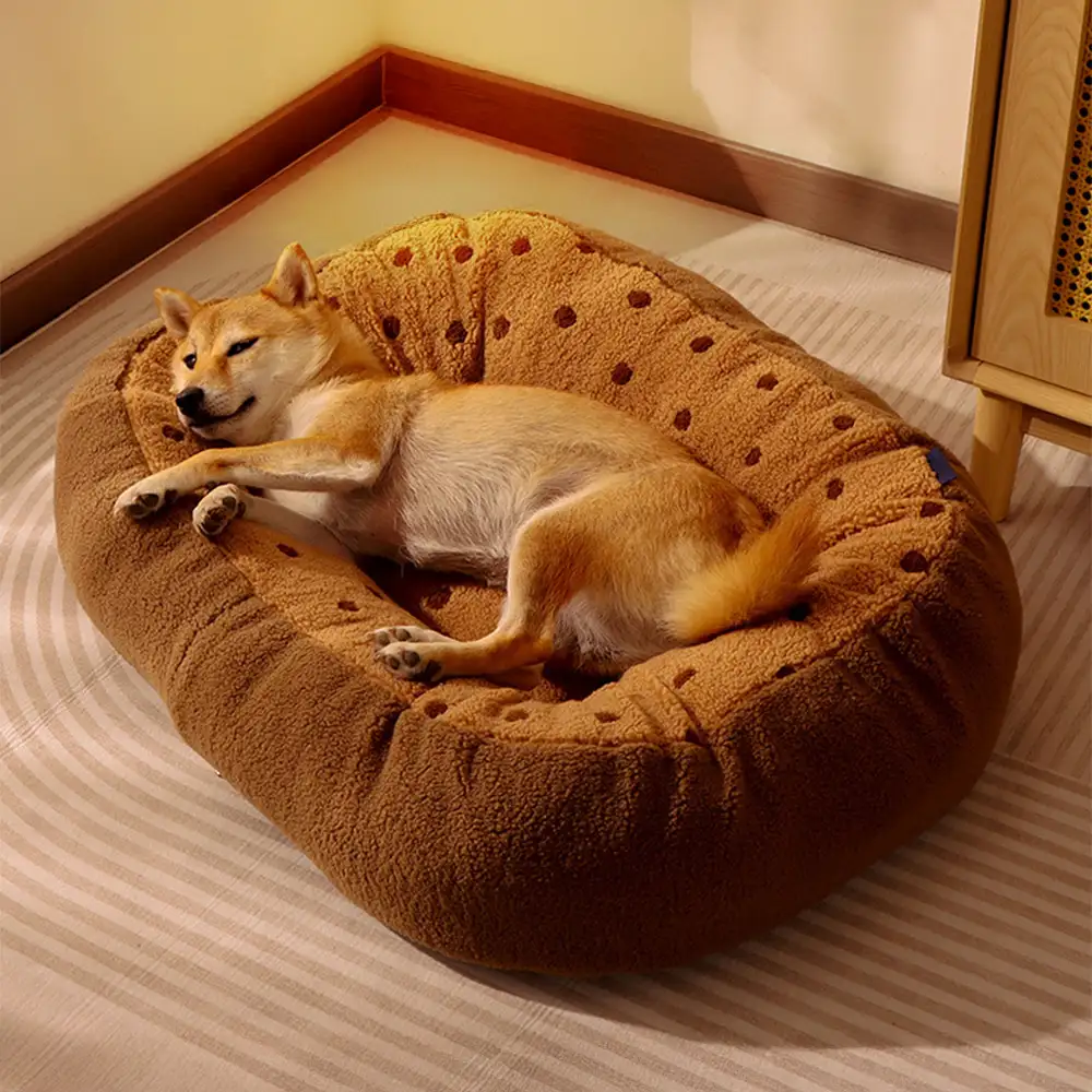 Cookie Plush Winter Warm Cozy Deep Sleep Dog Bed - Image 8
