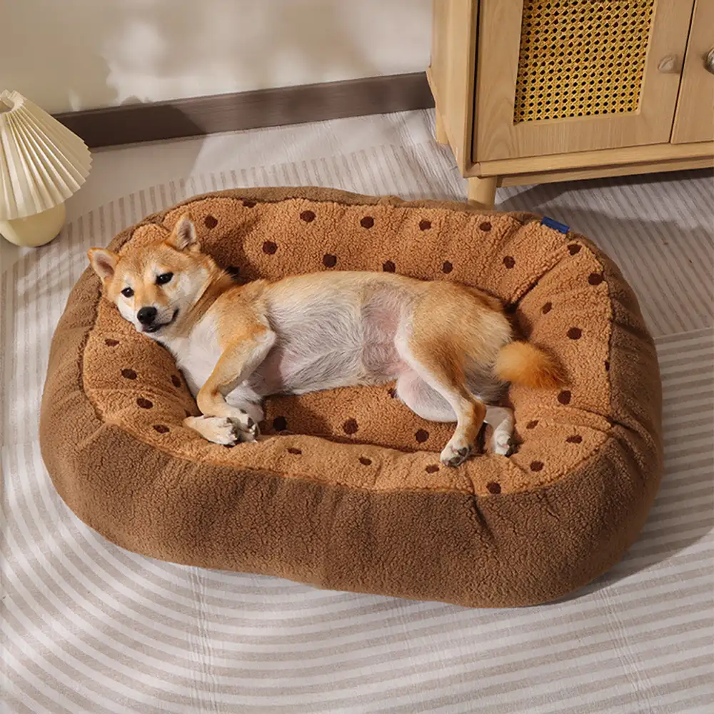 Cookie Plush Winter Warm Cozy Deep Sleep Dog Bed - Image 9