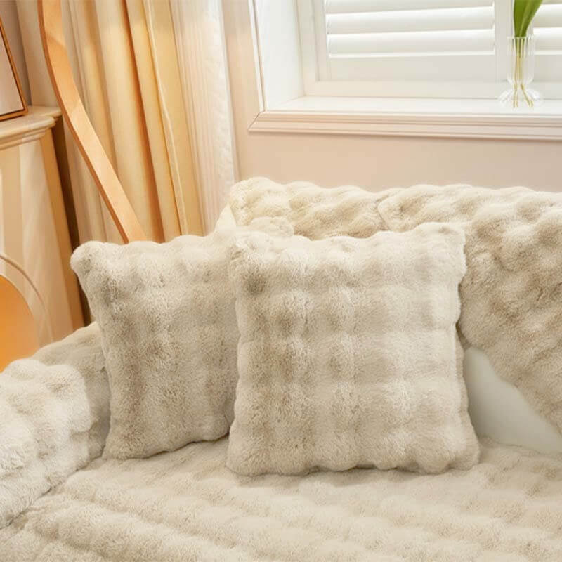 Cosy Plush Solid Colour Non-slip Couch Cover - Image 20