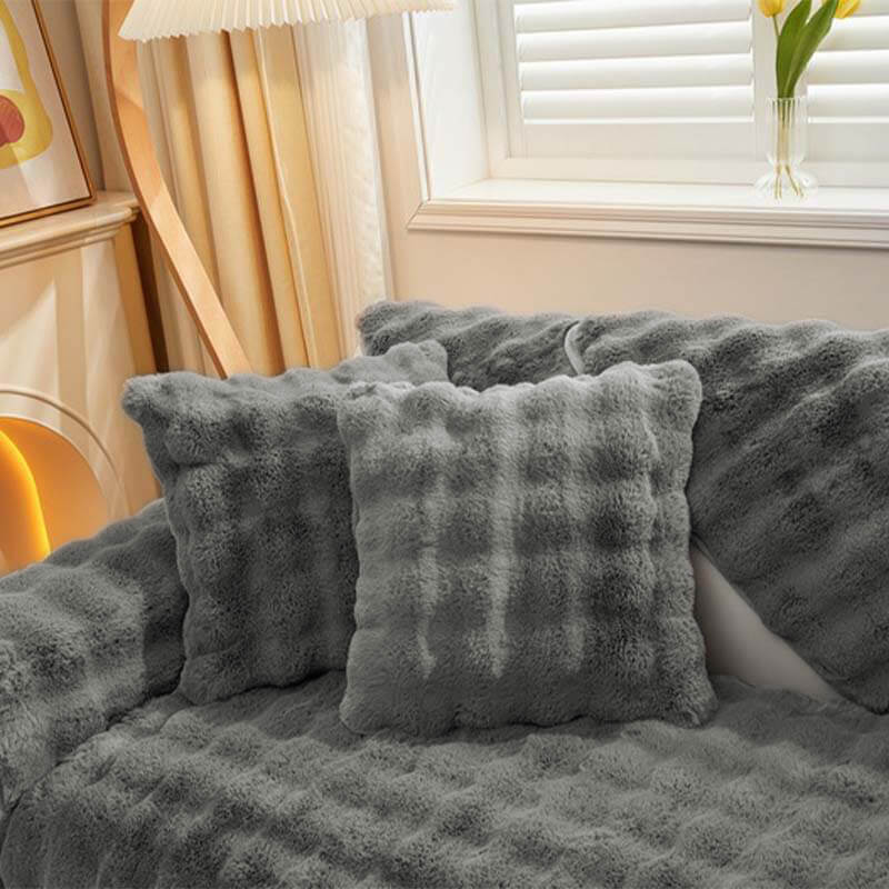 Cosy Plush Solid Colour Non-slip Couch Cover - Image 22