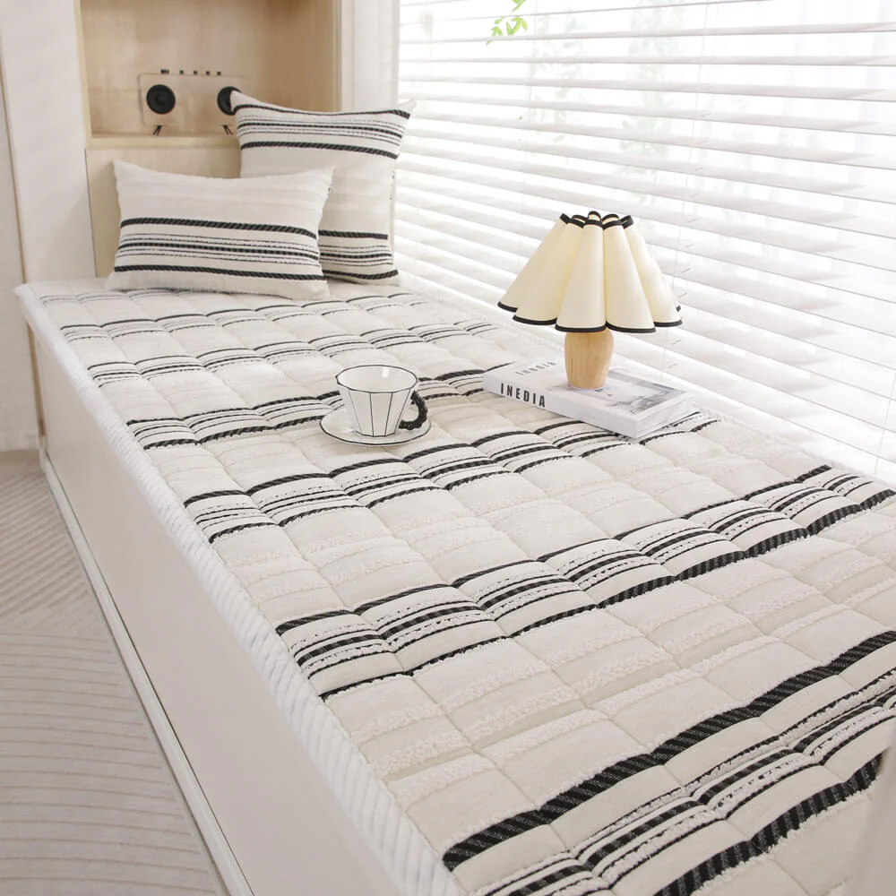 Cozy Chenille Striped Plush Sofa Protector Pet Mat Non-slip Couch Cover - Image 15