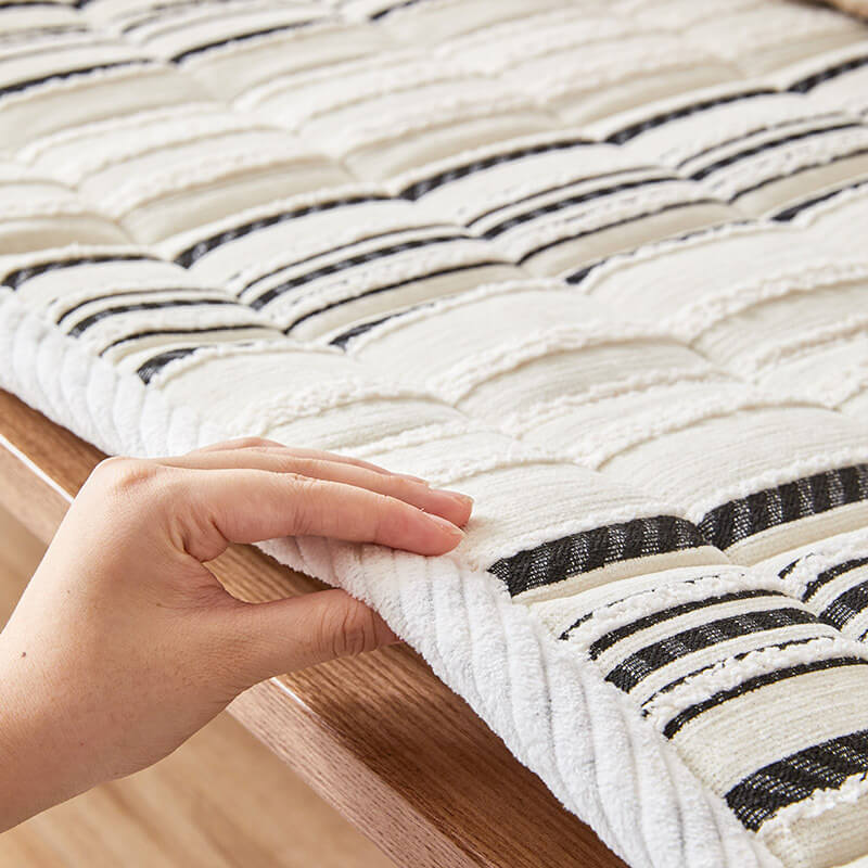 Cozy Chenille Striped Plush Sofa Protector Pet Mat Non-slip Couch Cover - Image 9