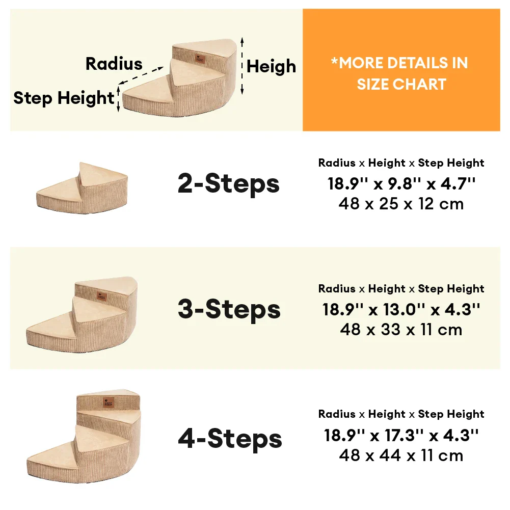 Cozy Corduroy Joint-Friendly Removable Spiral Pet Stairs - CreamyStep - Image 5