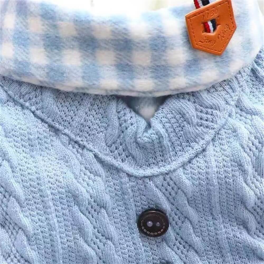 Cozy Knitted Dog Jumper with Plaid Collar – Available in Pink & Blue - Image 8