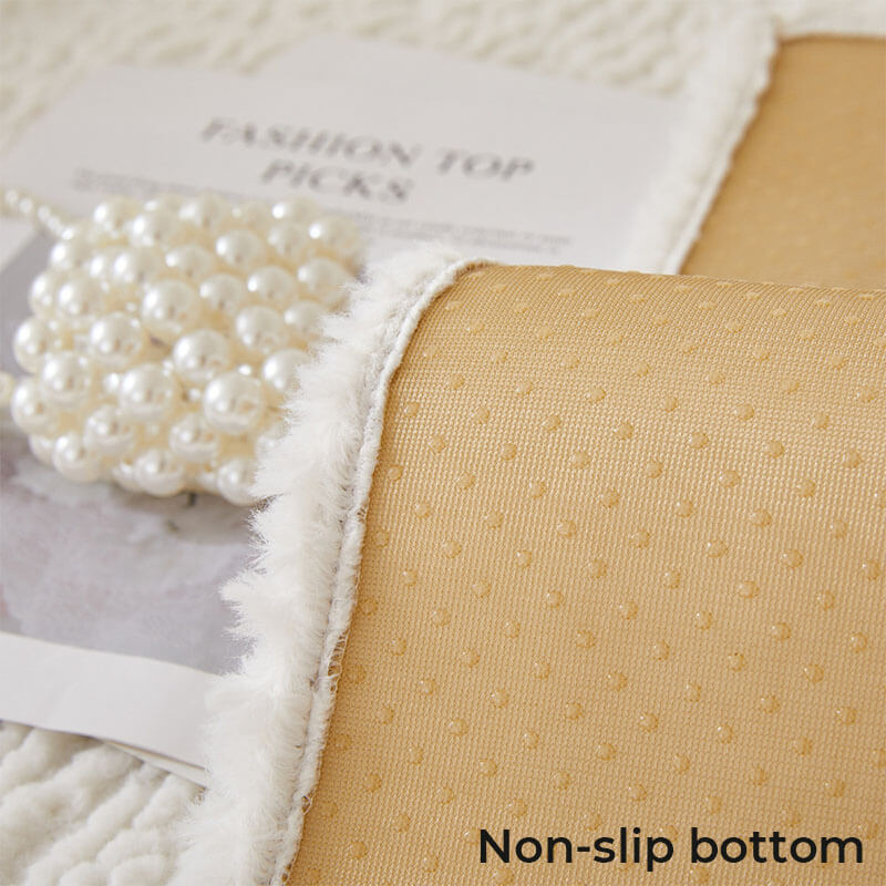Cream Colour Berber Fleece Anti-Scratch Couch Cover - Image 10
