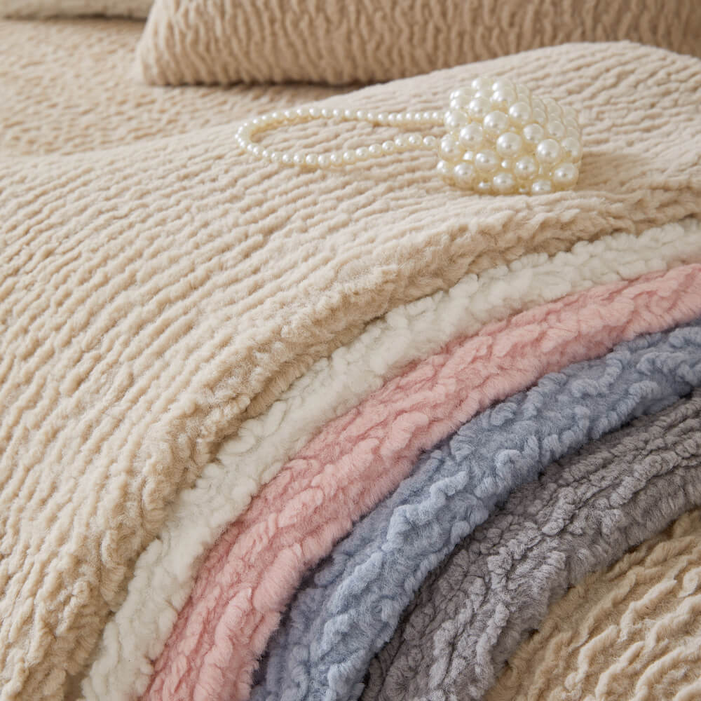 Cream Colour Berber Fleece Anti-Scratch Couch Cover - Image 5