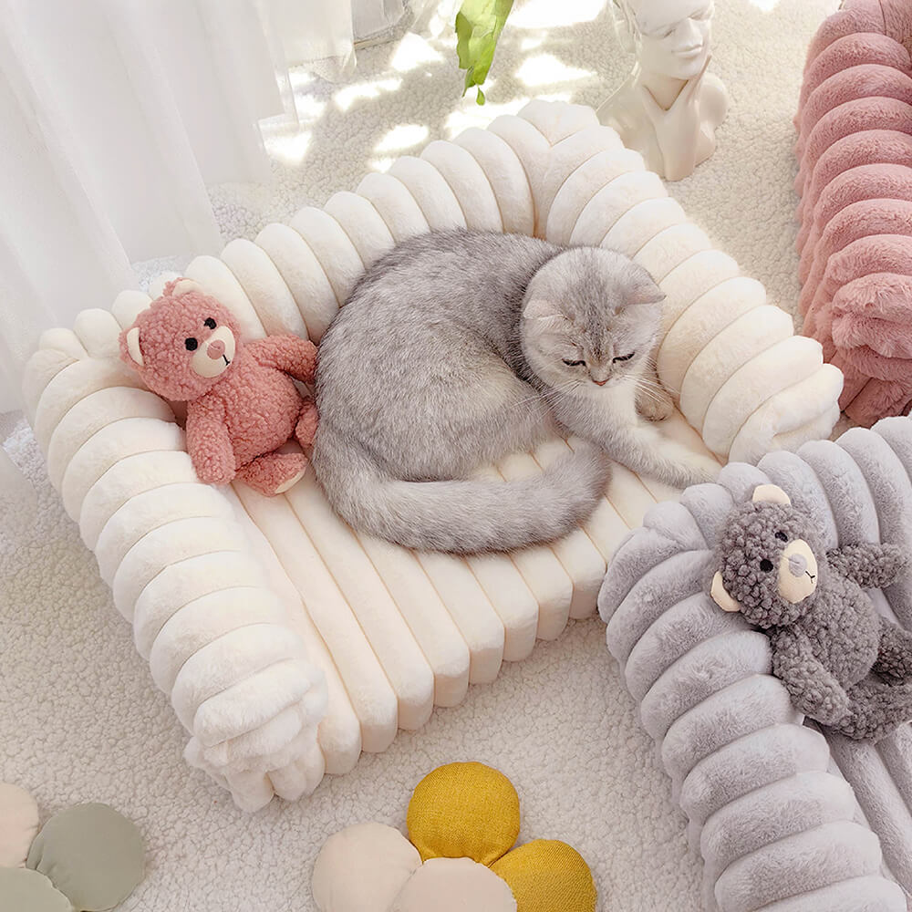 Cream Fluffy Comfort Orthopaedic Dog and Cat Sofa Bed - Image 5