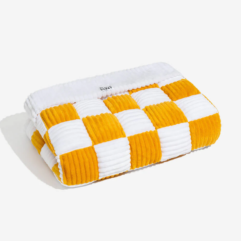 Cream Square Plaid Cosy Dog Mat Furniture Protector Cover - Image 15