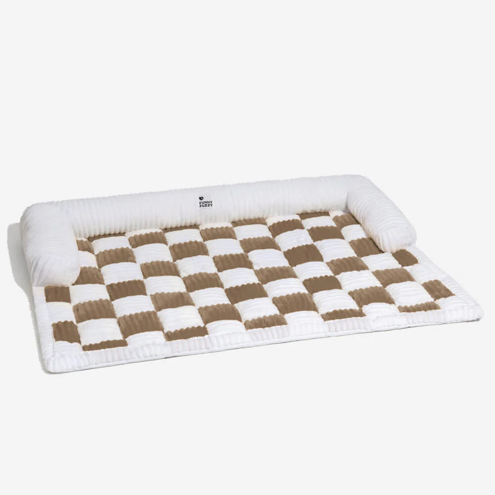 Cream Square Plaid Cosy Dog Mat Furniture Protector Cover - Image 16