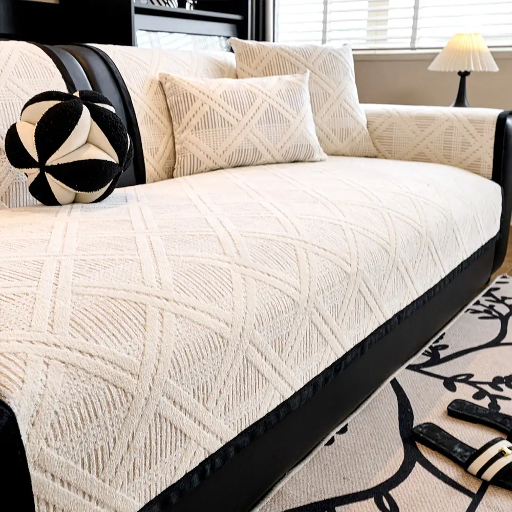 Creative Plaid Pattern Anti-Cat Scratch And Non-Slip Couch Cover - Suitable For All Seasons - Image 14