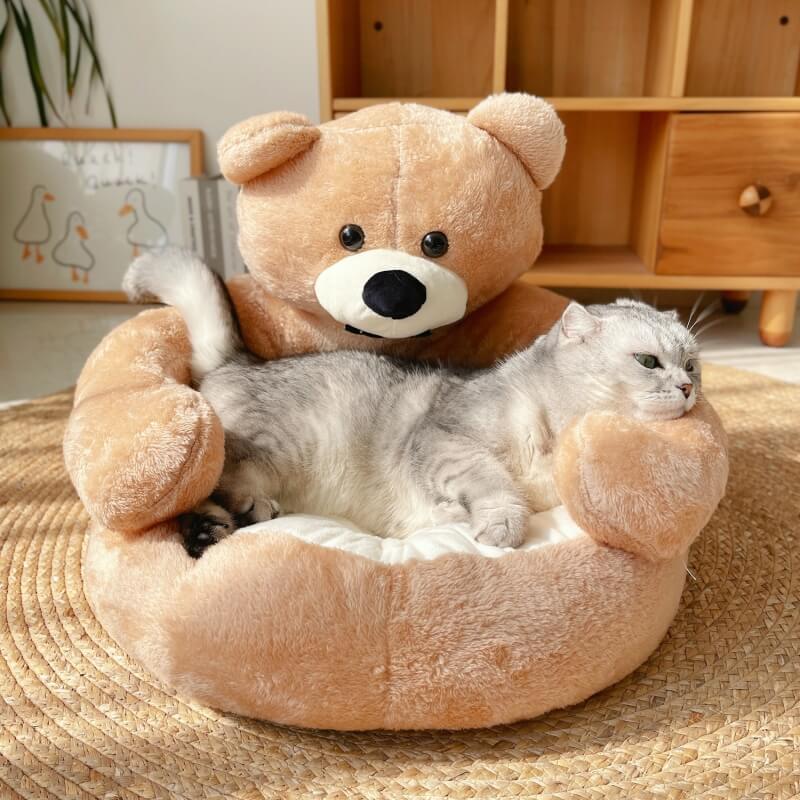 Cute Detachable Cuddle Bear Cat Bed - Image 4