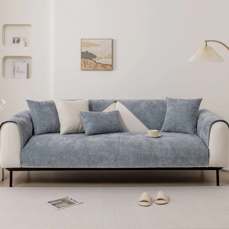 Delicate Waffle Chenille Fabric Furniture Protector Couch Cover - Image 11
