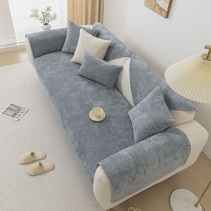 Delicate Waffle Chenille Fabric Furniture Protector Couch Cover - Image 12