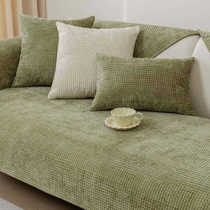 Delicate Waffle Chenille Fabric Furniture Protector Couch Cover - Image 4